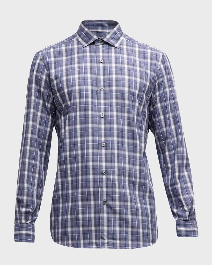 商品Zegna|Men's Cotton Plaid Sport Shirt,价格¥943,第2张图片详细描述