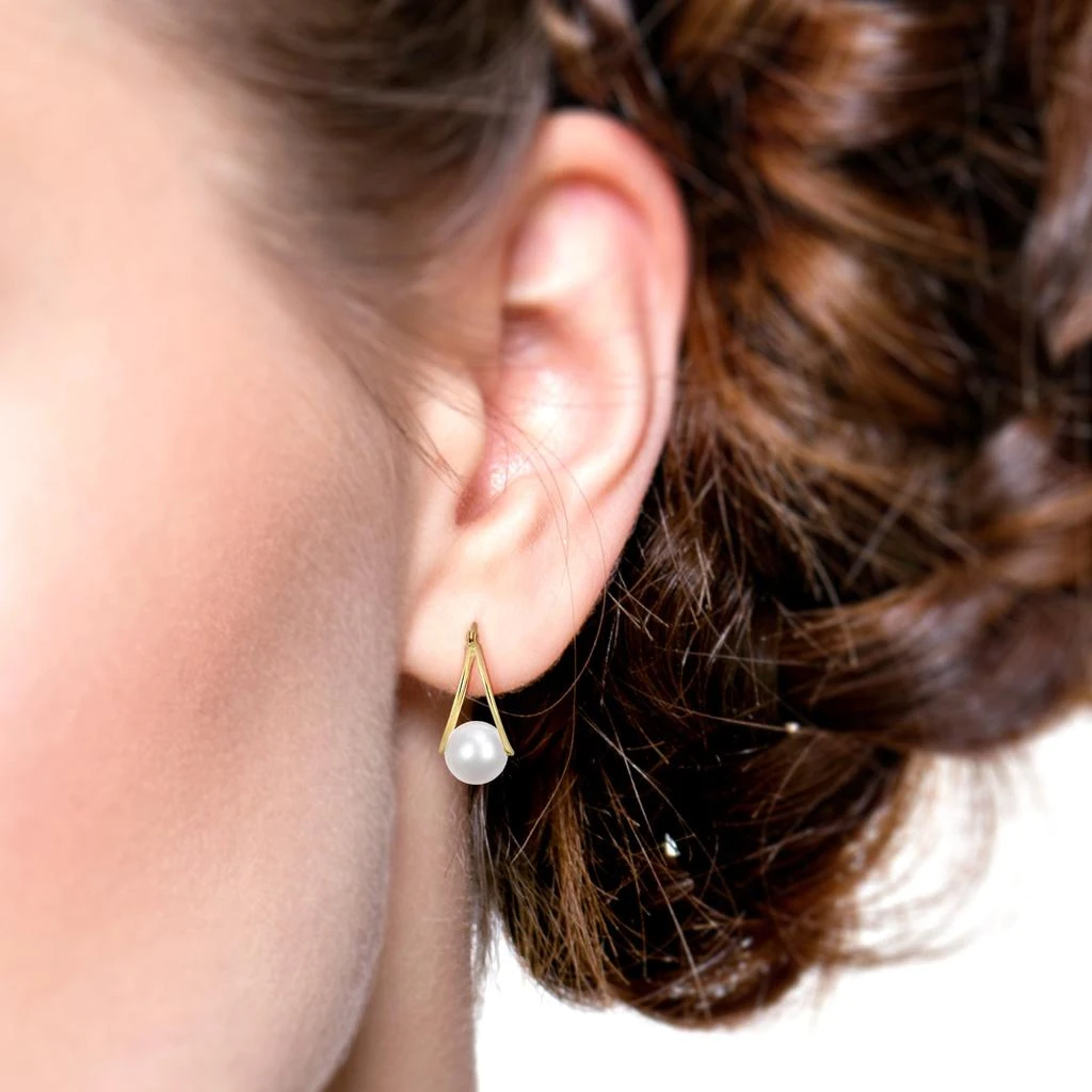 商品Mimi & Max|Mimi & Max 8-8.5mm Cultured Freshwater Pearl Drop Earrings in 10k White Gold,价格¥555,第4张图片详细描述