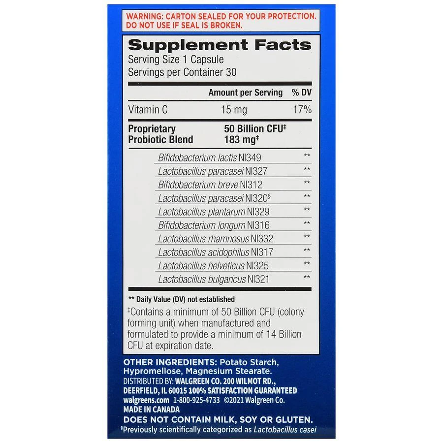 商品Walgreens|Extra Strength Probiotic Capsules (30 days),价格¥224,第4张图片详细描述