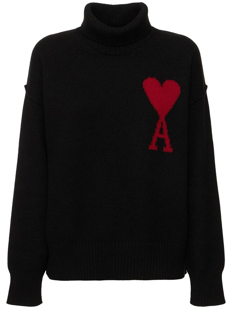 商品AMI|Red Ami De Coeur Wool Turtleneck Sweater,价格¥2348,第1张图片