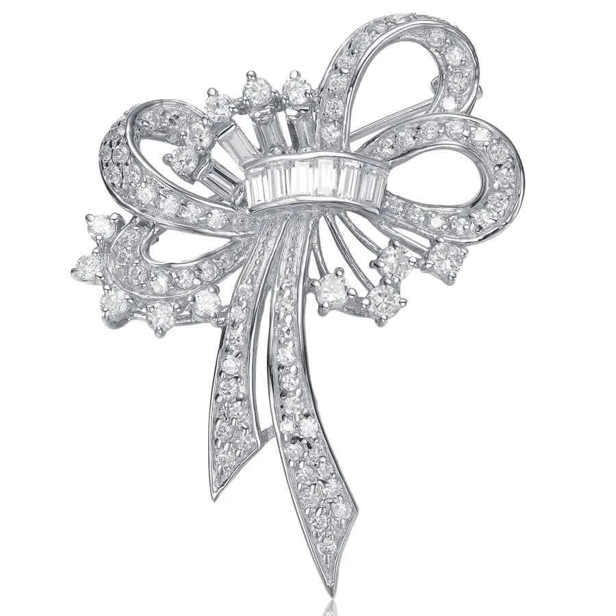 商品Megan Walford|Sterling Silver Cubic Zirconia Twisted Ribbon Pin,价格¥1704,第2张图片详细描述
