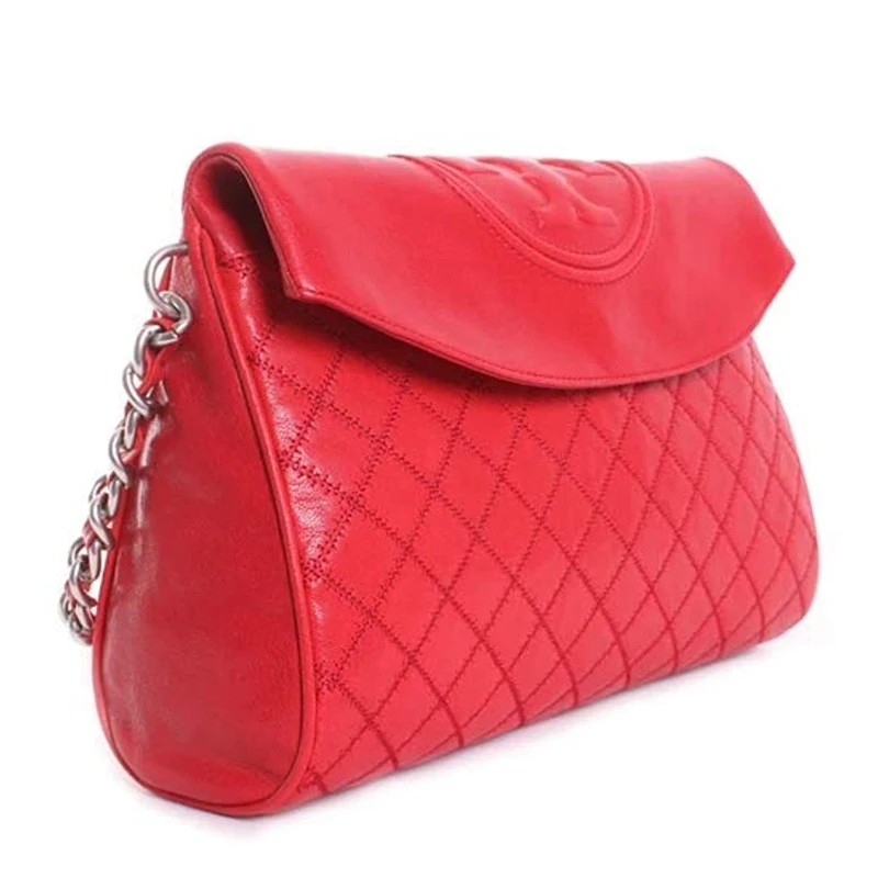 TORY BURCH 女士Fleming系列红色菱形绗缝和压花炸弹“T”小羊皮相机包 48722-642 商品