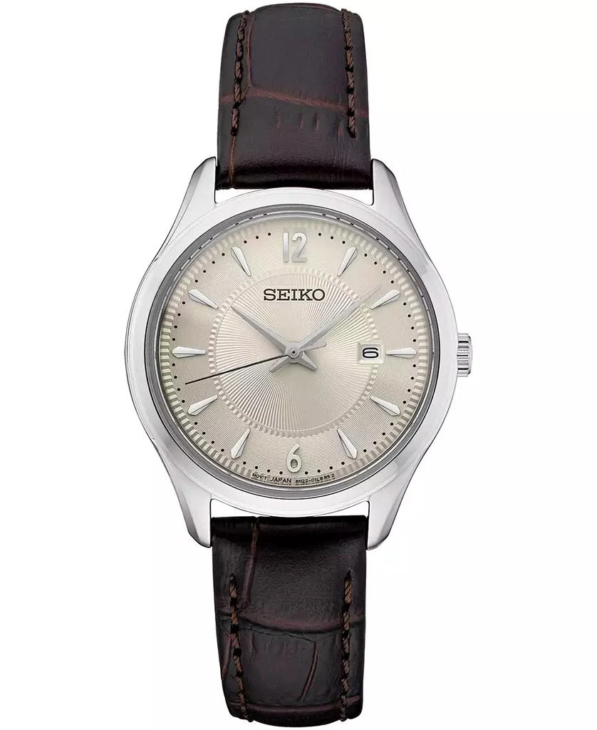 商品Seiko|Women's Essential Brown Leather Strap Watch 39mm,价格¥1230,第1张图片