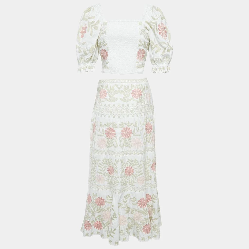 商品[二手商品] Antonio Berardi|Antonio Melani White Floral Embroidered Top and Skirt Set S,价格¥1256,第2张图片详细描述