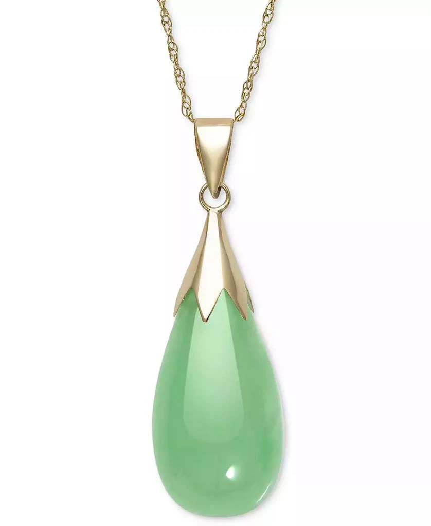 商品Macy's|Dyed Jade  (10 x 20mm) Elongated Teardrop Pendant Necklace in 10k Gold,价格¥935,第2张图片详细描述