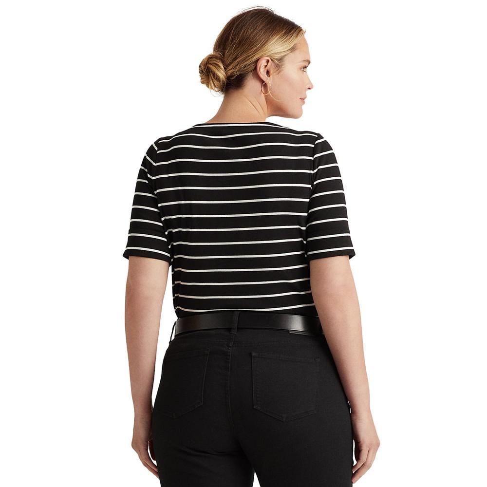 商品Ralph Lauren|Plus Size Striped Cotton Boatneck T-Shirt,价格¥255,第4张图片详细描述