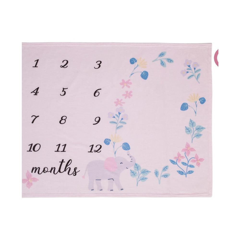 商品Macy's|Sweet Floral Elephants Baby Milestone Blanket,价格¥259,第1张图片
