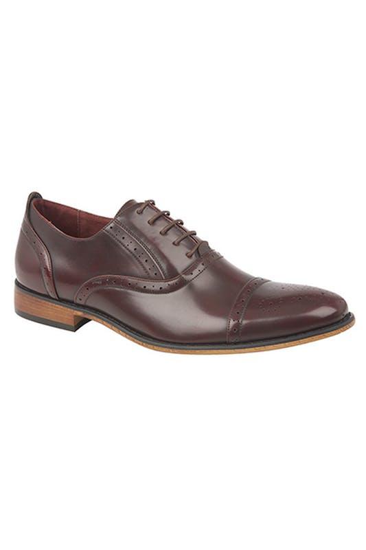 Mens Capped Lace Oxford Brogue Shoes Oxblood商品第1张图片规格展示