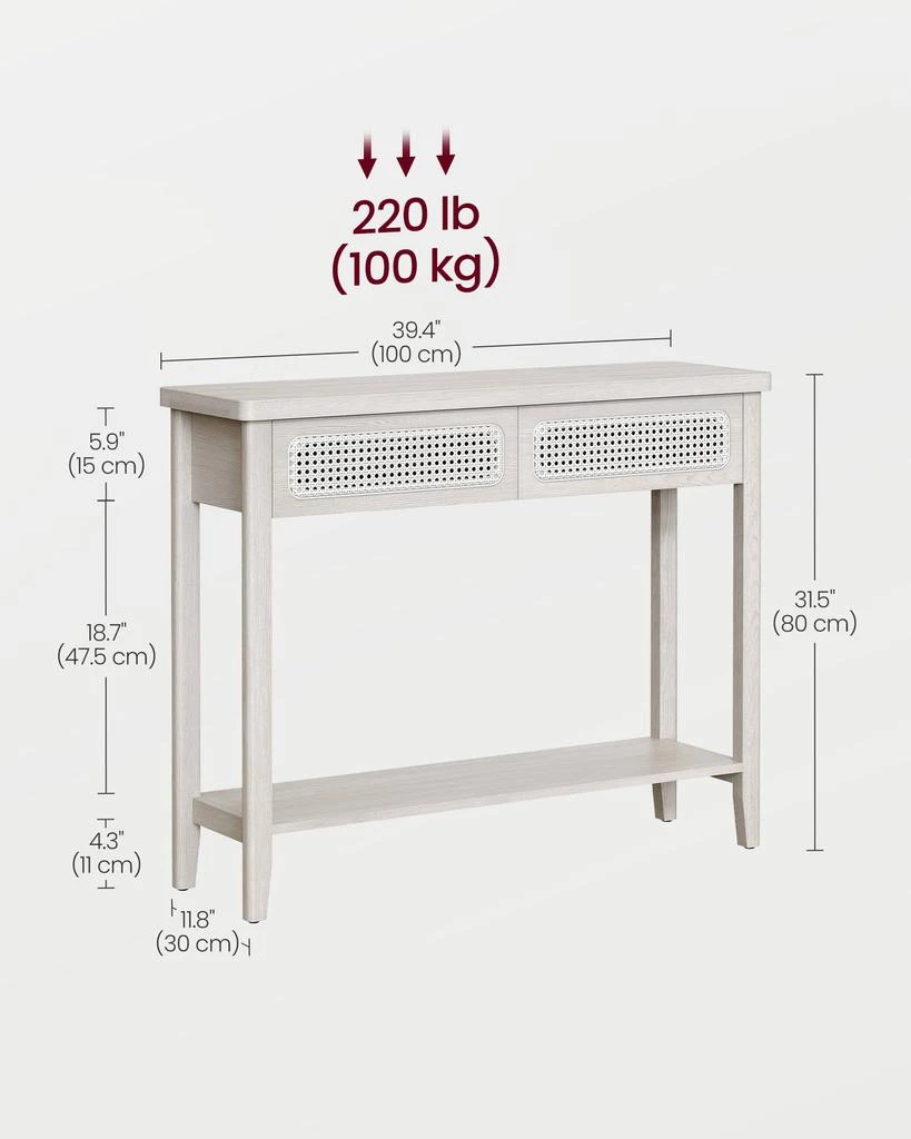 商品BreeBe|Entry Table with 2 Drawers and Open Shelf Oatmeal Beige,价格¥1448,第3张图片详细描述