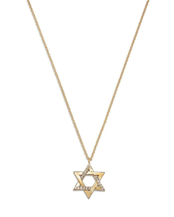 商品Moon & Meadow|14K Yellow Gold White Topaz Star of David Pendant Necklace, 16-18",价格¥4160,第1张图片