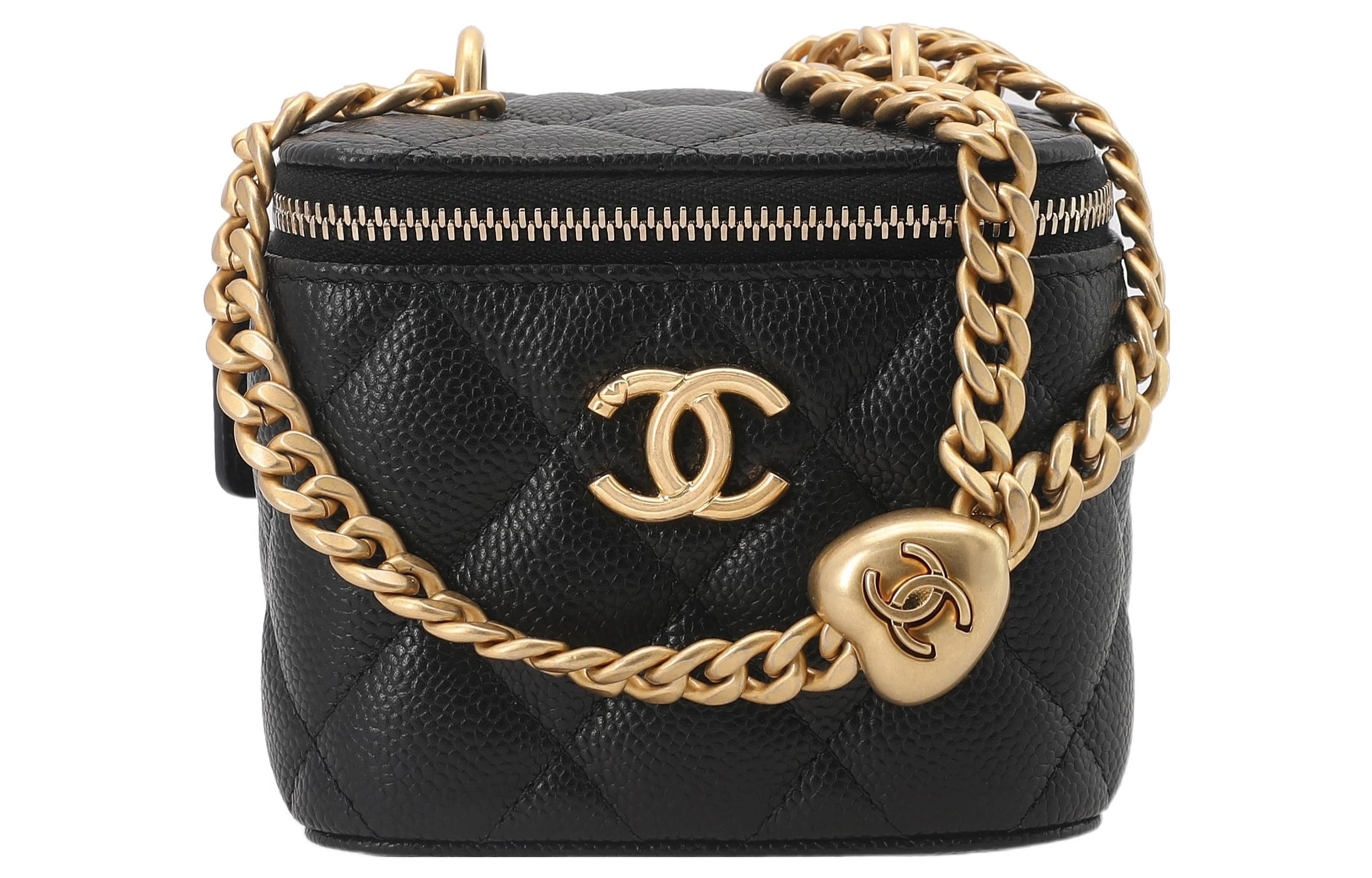 商品[国内直发] Chanel|香奈儿 23P/24P春夏系列 肩带可调节颗粒压花 牛皮 爱心金球盒子包方盒子斜挎包 小号 女款 黑色,价格¥27312,第3张图片详细描述