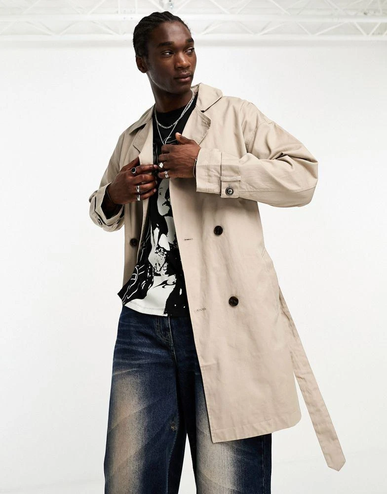 商品ADPT|ADPT oversized trench coat in beige,价格¥520,第3张图片详细描述