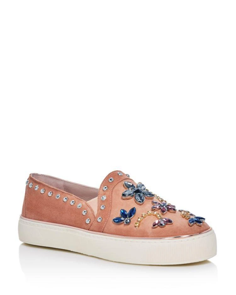 商品Stuart Weitzman|Women's Suede Embellished Slip-On Sneakers ,价格¥1398,第1张图片