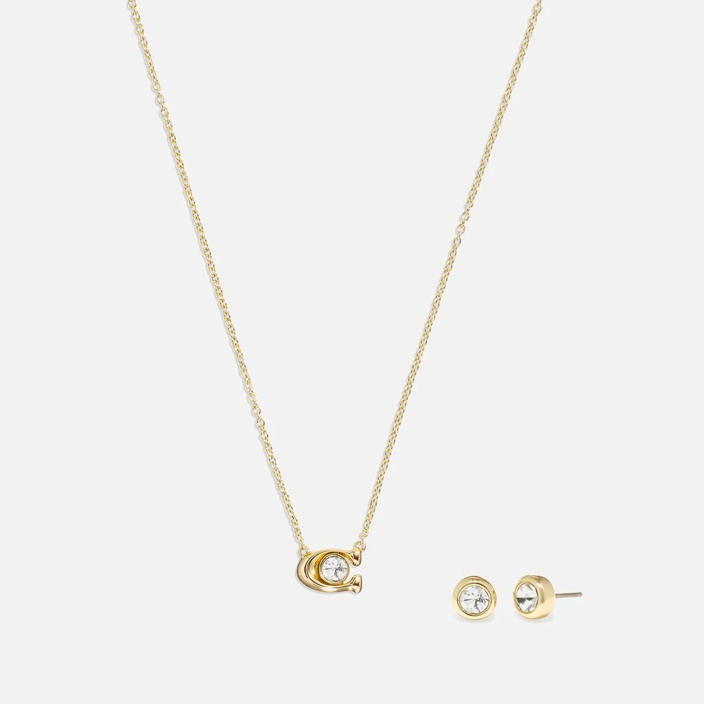 商品Coach|Coach Signature Gold-Tone Necklace and Earrings Set,价格¥914,第1张图片