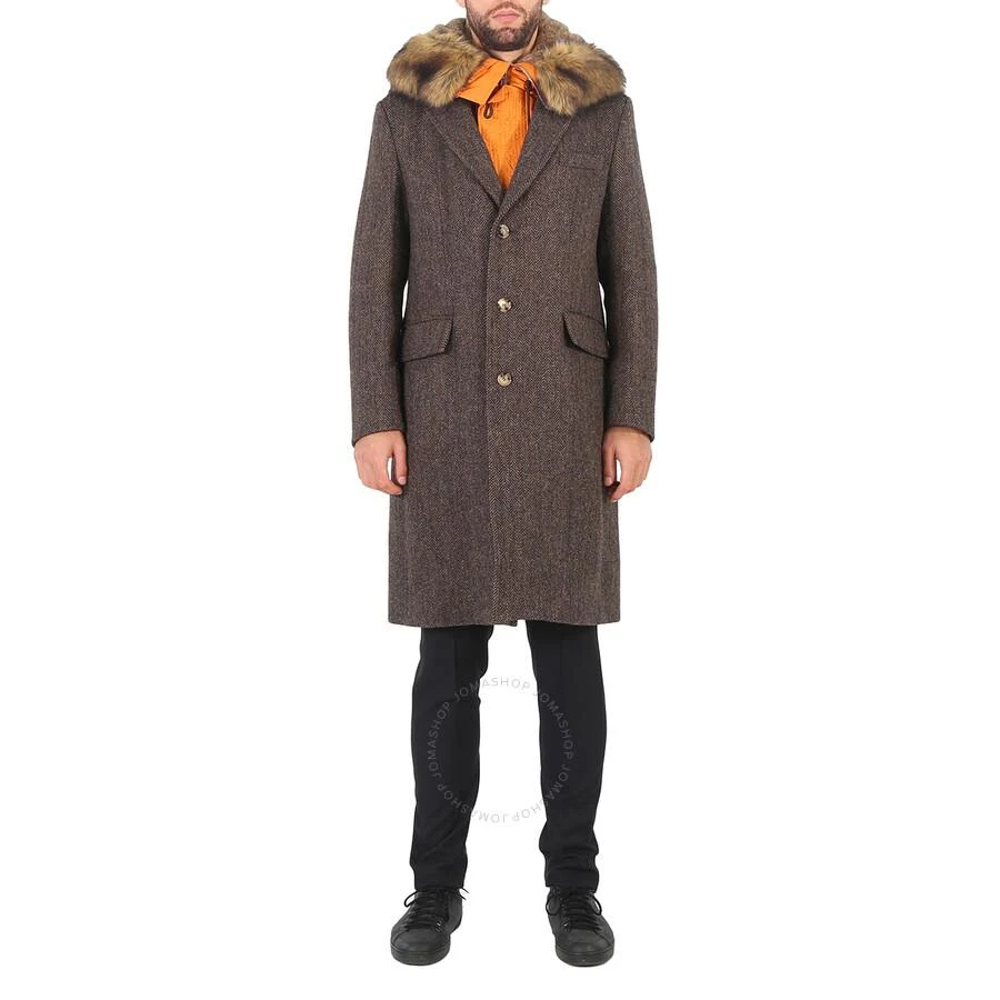 商品Burberry|Herringbone Wool Tailored Single-breasted Coat With Detachable Hood,价格¥4607,第1张图片