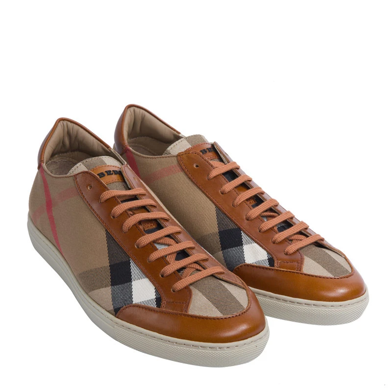 商品Burberry|Burberry 博柏利 House Check女士棕色拼接格纹休闲鞋 3913398,价格¥1811,第1张图片