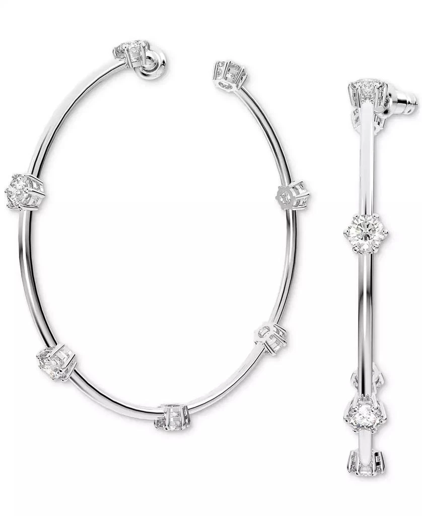 商品Swarovski|Silver-Tone Constella Crystal Large Hoop Earrings, 2.5",价格¥1260,第2张图片详细描述