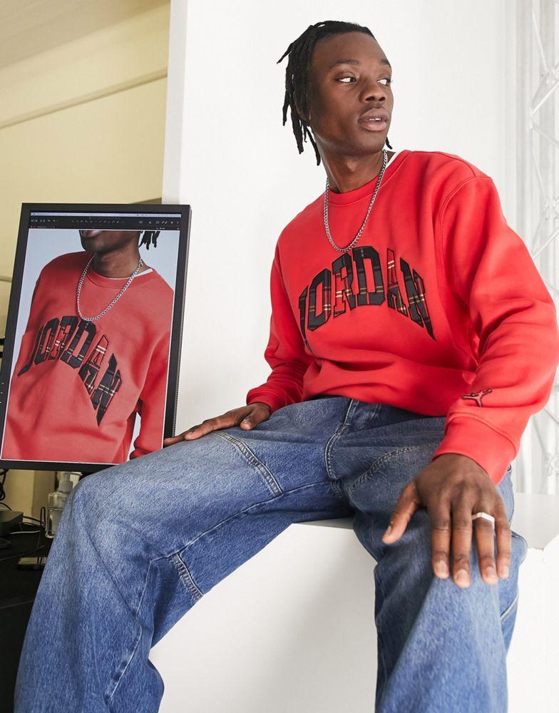 商品Jordan|Jordan essentials sweatshirt in fire red with check logo,价格¥575,第1张图片