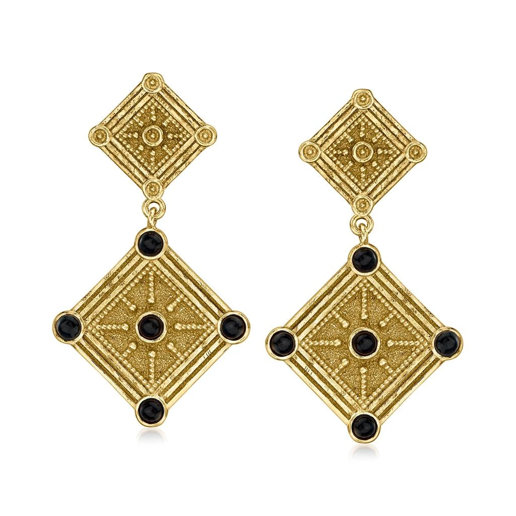 商品Ross-Simons|Ross-Simons Italian Onyx Etruscan-Style Drop Earrings in 18kt Gold Over Sterling,价格¥1558,第1张图片