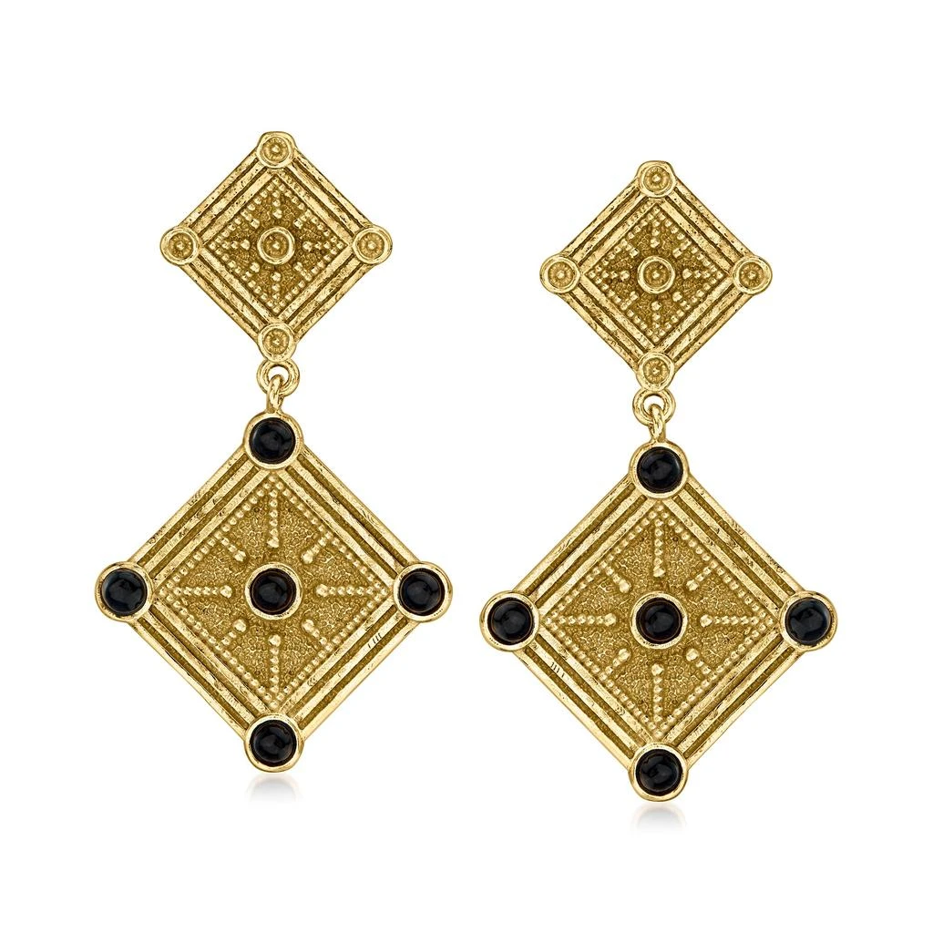 商品Ross-Simons|Ross-Simons Italian Onyx Etruscan-Style Drop Earrings in 18kt Gold Over Sterling,价格¥1026,第1张图片