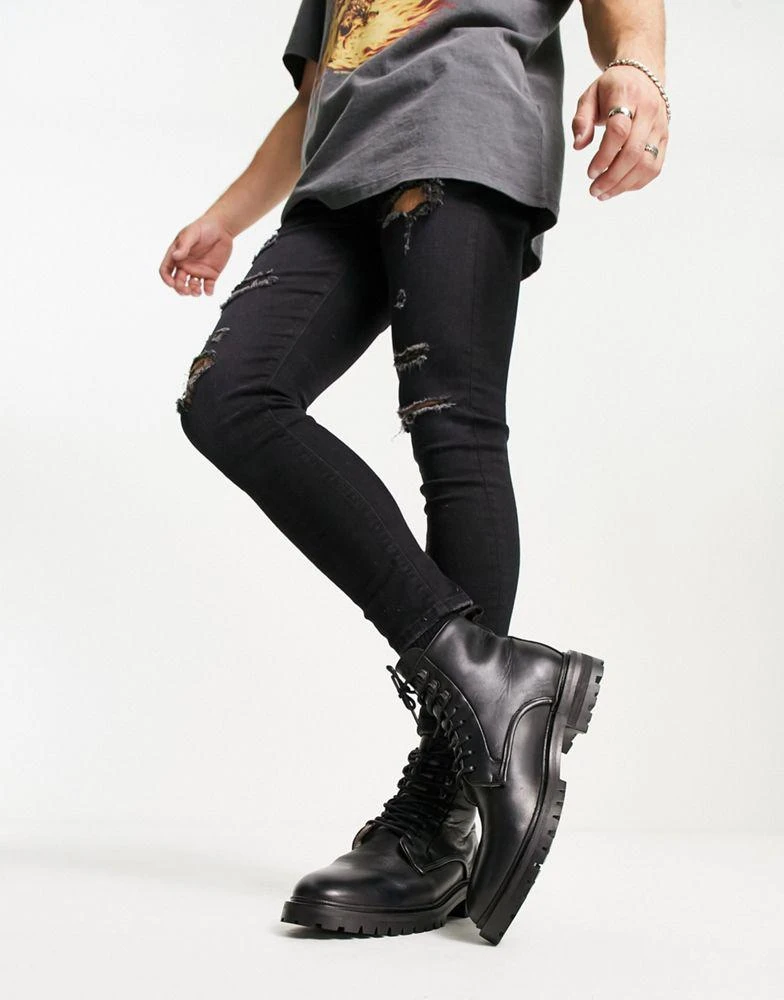 商品ALL SAINTS|AllSaints Laker lace up leather boots in black,价格¥1074,第1张图片