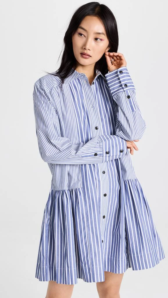 商品Ganni|GANNI 条纹棉质宽版迷你衬衣连衣裙,价格¥2139,第5张图片详细描述