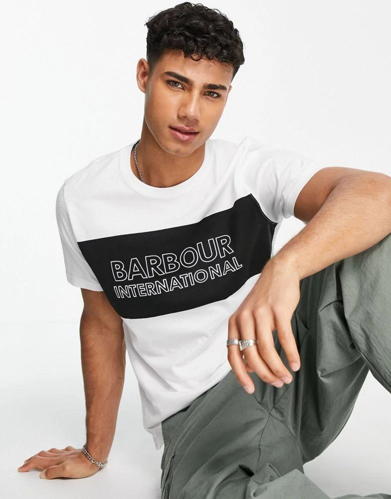 商品Barbour|Barbour International panel logo t-shirt in white,价格¥221,第1张图片