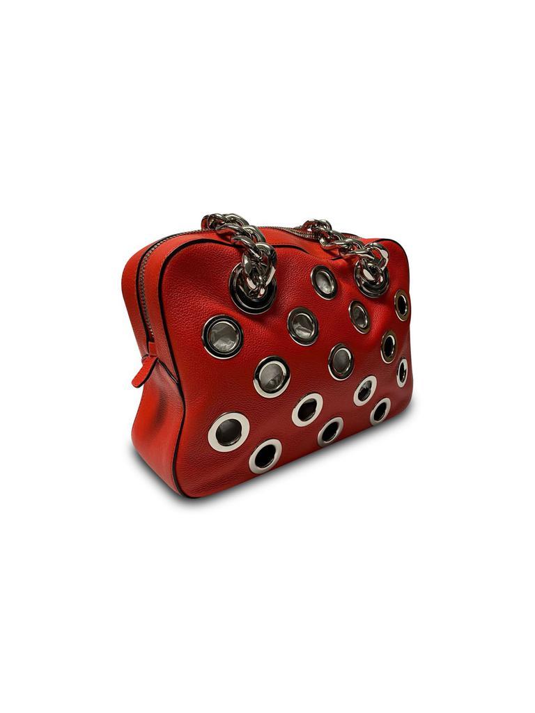 商品[二手商品] Prada|Prada Grommet Chain Shoulder Bag In Red Calfskin Leather,价格¥7681,第5张图片详细描述