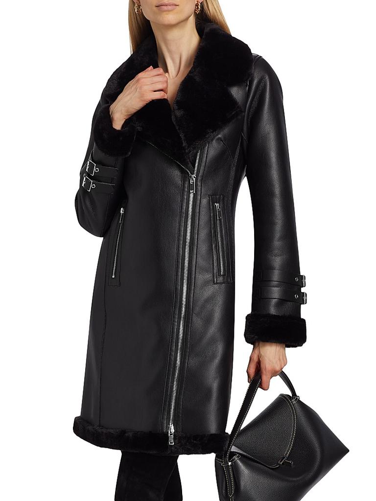 Shop Carla Faux Leather & Fur Coat on Sale at BeyondStyle