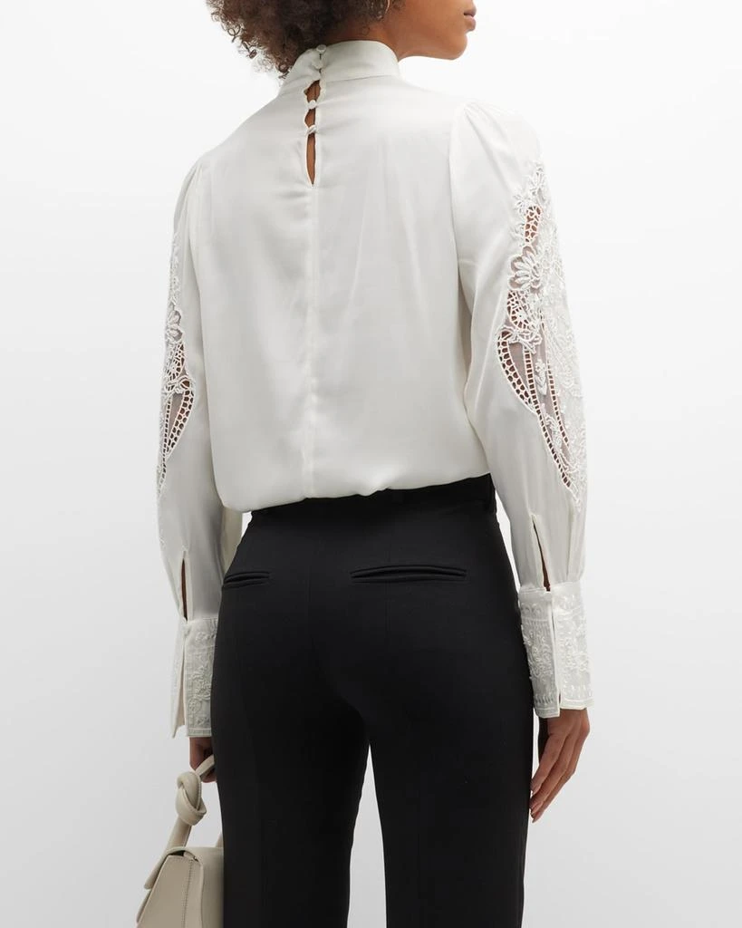 Eileen Beaded Mock-Neck Silk Blouse 商品