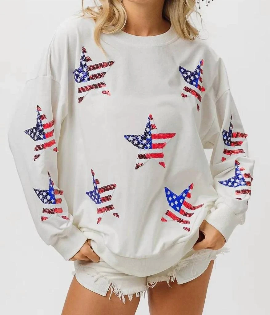 商品Trendsi|Trendsi - BiBi American Flag Sequin Star Sweatshirt,价格¥360,第2张图片详细描述