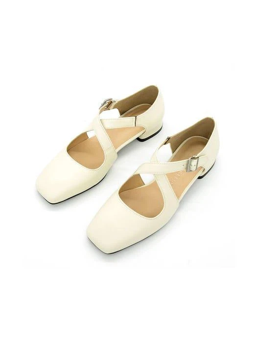 商品NONETHELESS|N20-S177_X-Strap Flat Shoes_Cream,价格¥1758,第4张图片详细描述