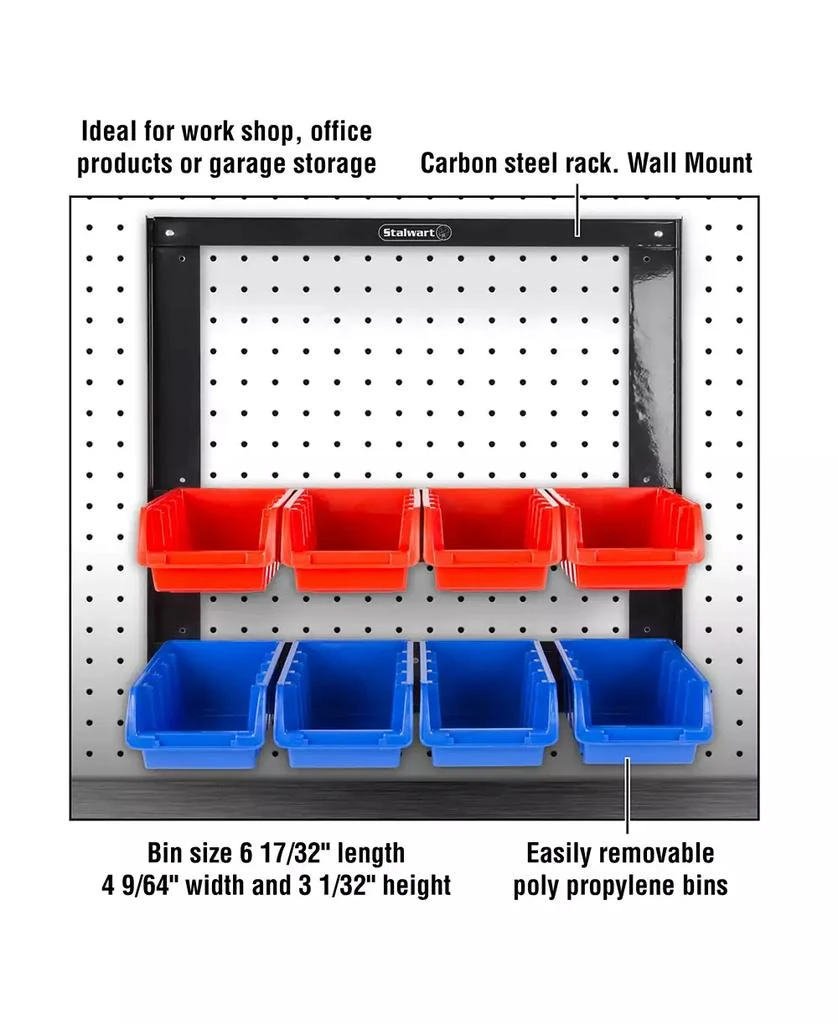 商品Trademark Global|8 Bin Storage Rack organizer - Wall Mountable Container with Removable Drawers by Stalwart,价格¥515,第3张图片详细描述