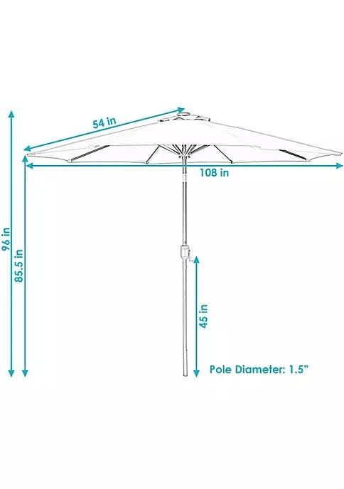 商品Sunnydaze Decor|Decor 9 Ft Solar Aluminum Patio Umbrella With Tilt And Crank   Navy,价格¥1042,第5张图片详细描述