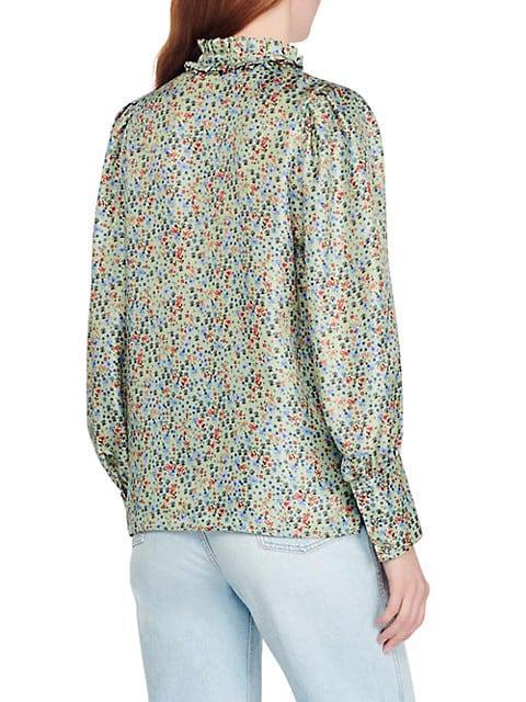 商品Sandro|Floral Silk Tie-Neck Blouse,价格¥1401,第5张图片详细描述