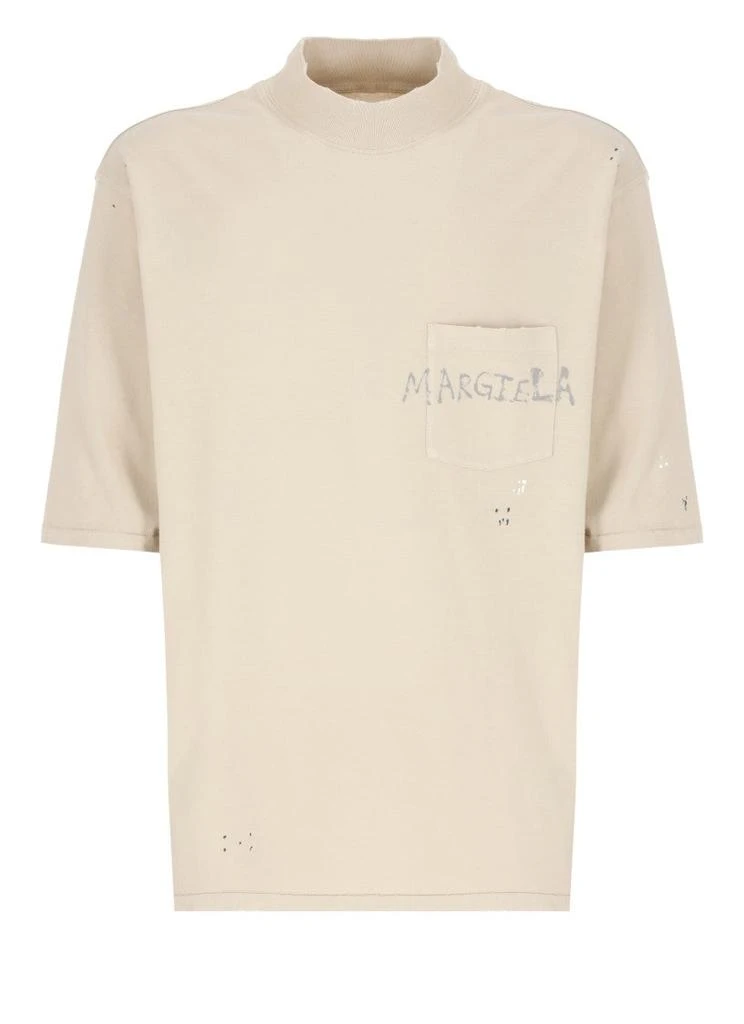 商品MAISON MARGIELA|Beige Cotton Graffiti T-Shirt With Distressed Details,价格¥3790,第1张图片