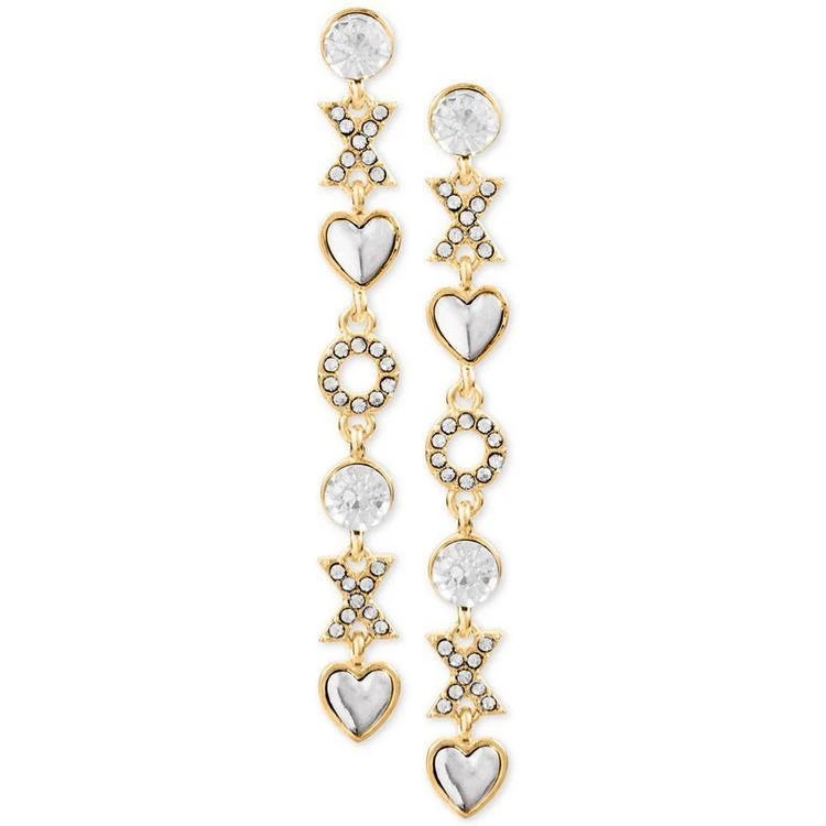 商品GUESS|Gold-Tone Crystal, XO & Heart Linear Drop Earrings,价格¥57,第1张图片