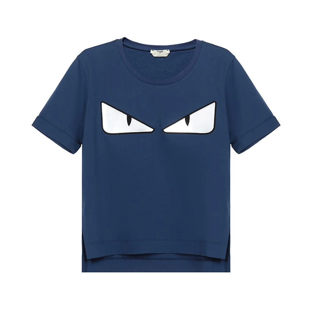 商品[国内直发] Fendi|FENDI 女士蓝色棉质T恤 FAF072-A47C-F12QA,价格¥2282,第1张图片