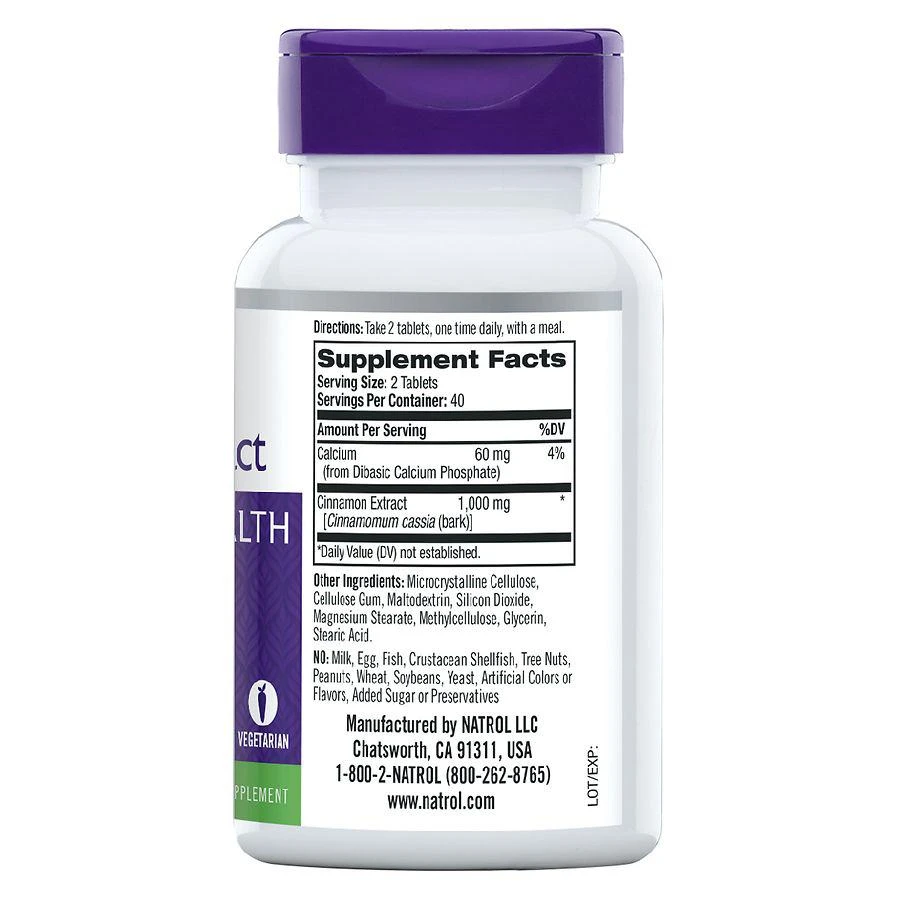 商品Natrol|Cinnamon Extract 500 mg,价格¥71,第2张图片详细描述