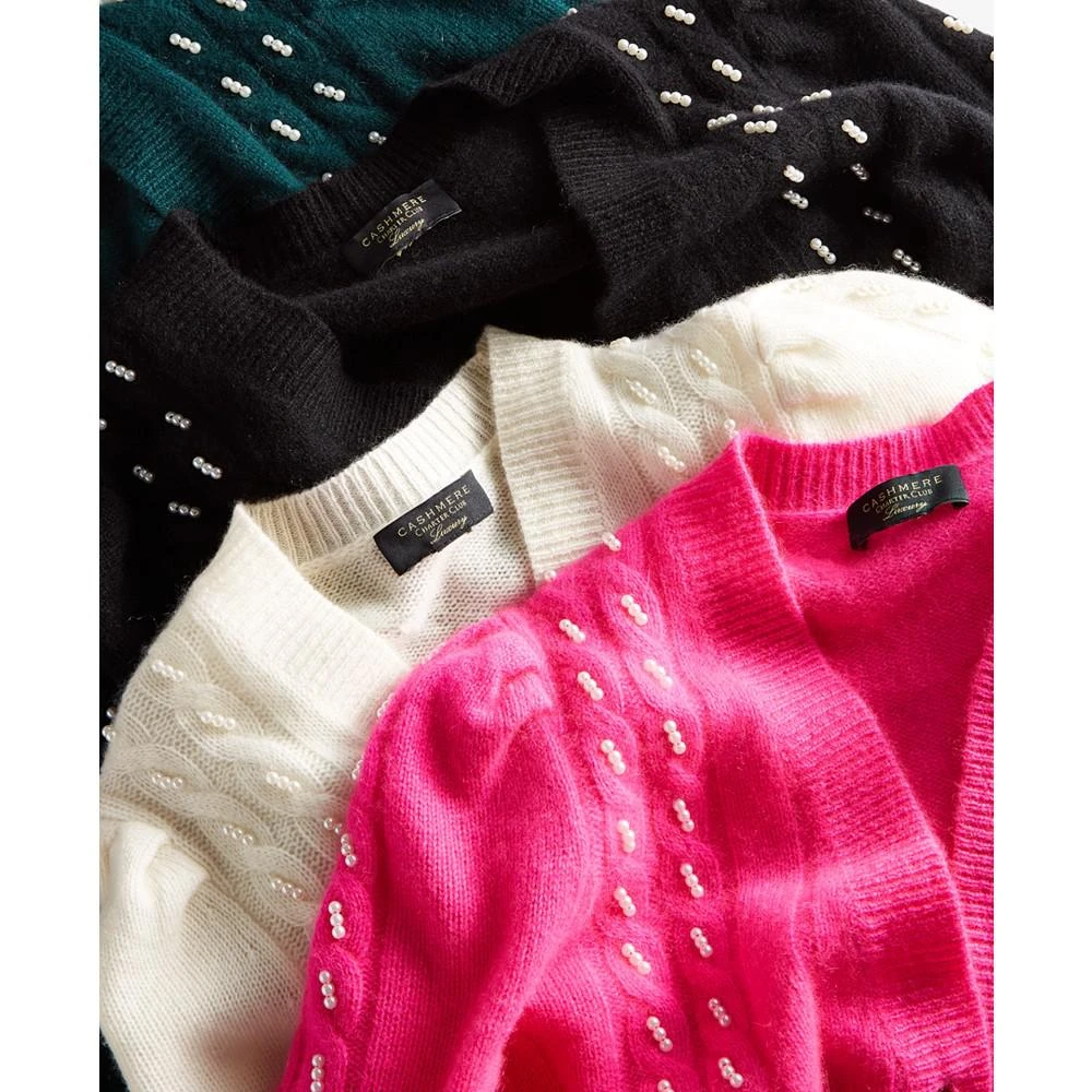 商品Charter Club|Women's 100% Cashmere Embellished Cable-Knit Boyfriend Cardigan, Created for Macy's,价格¥690,第5张图片详细描述