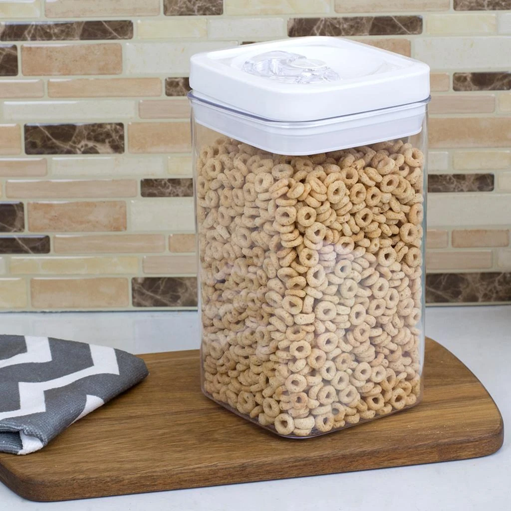 商品Home Basics|Home Basics 2.3 Liter Twist 'N Lock Air-Tight Square Plastic Canister, White,价格¥135,第3张图片详细描述