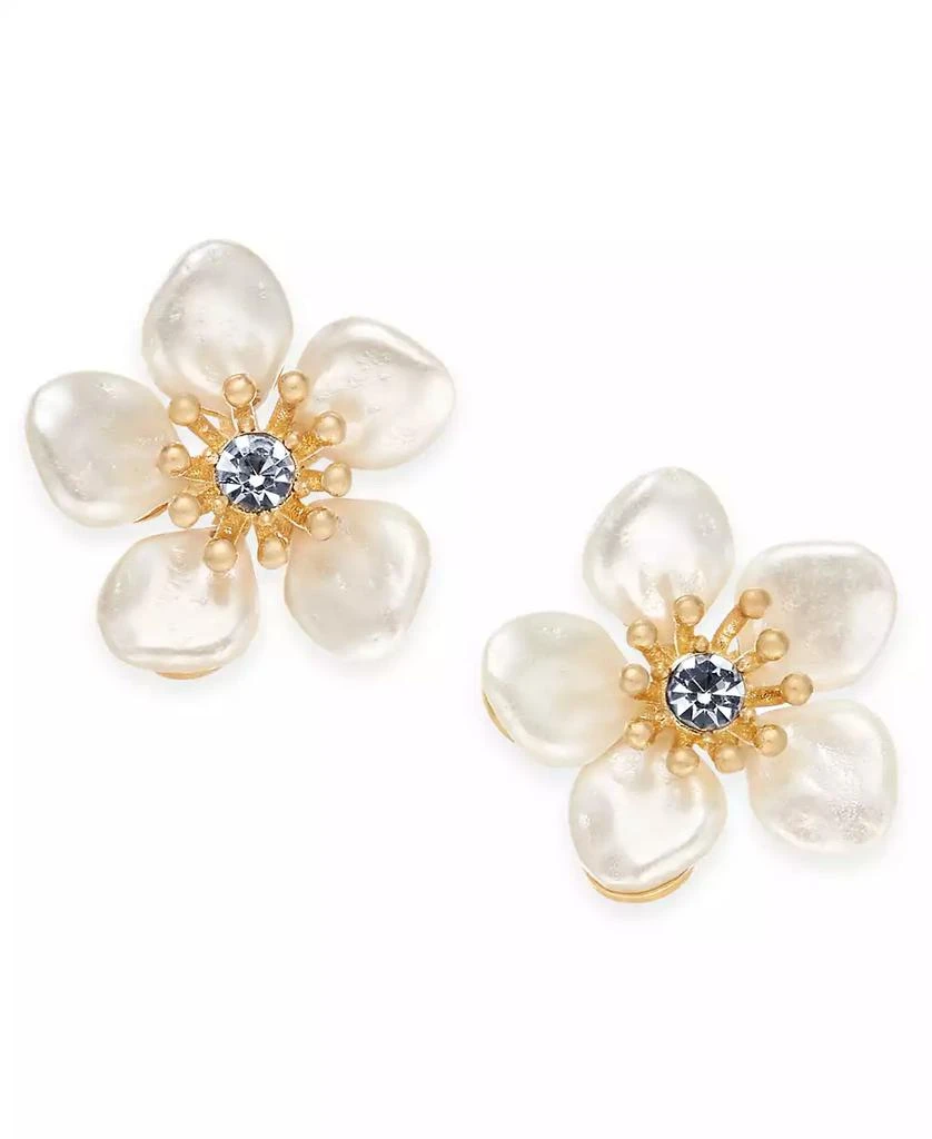 商品Lonna & Lilly|Gold-Tone Crystal & Imitation Pearl Flower Stud Earrings,价格¥118,第1张图片