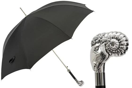 商品PASOTTI|Pasotti 葩莎帝 黑色伞面 银色拉姆手柄 晴雨伞,价格¥1619,第1张图片
