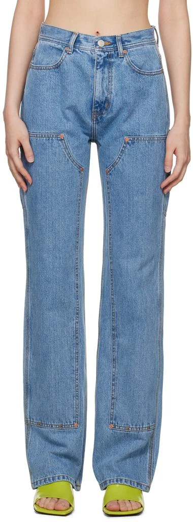 商品ANDERSSON BELL|SSENSE Exclusive Blue Jade Carpenter Jeans,价格¥1056,第1张图片