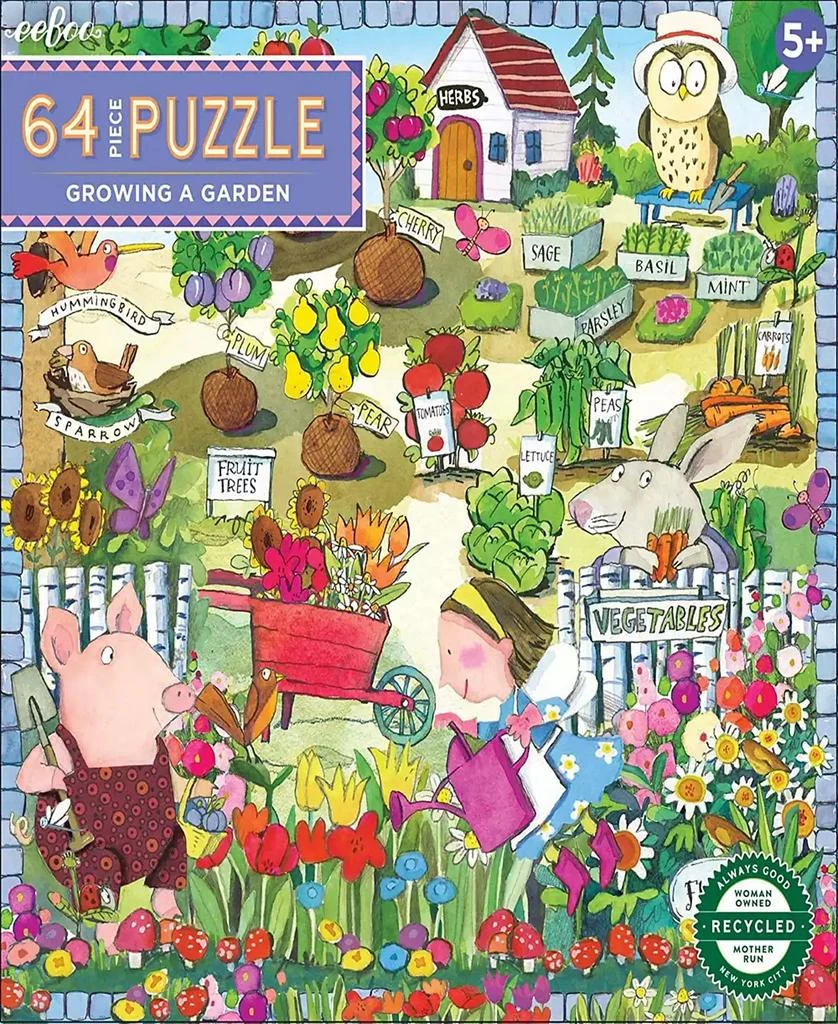 商品Eeboo|Growing a Garden Jigsaw Puzzle Set, 64 Piece,价格¥105,第2张图片详细描述
