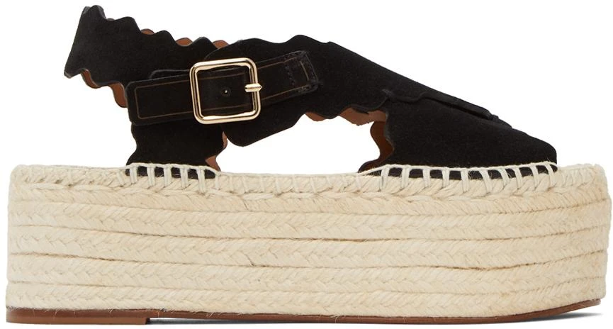 商品Chloé|Black Suede Lauren Espadrilles Platform Sandals,价格¥1922,第1张图片