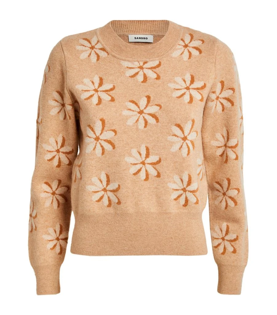 商品Sandro|Wool-Cashmere Floral Sweater,价格¥1226,第1张图片