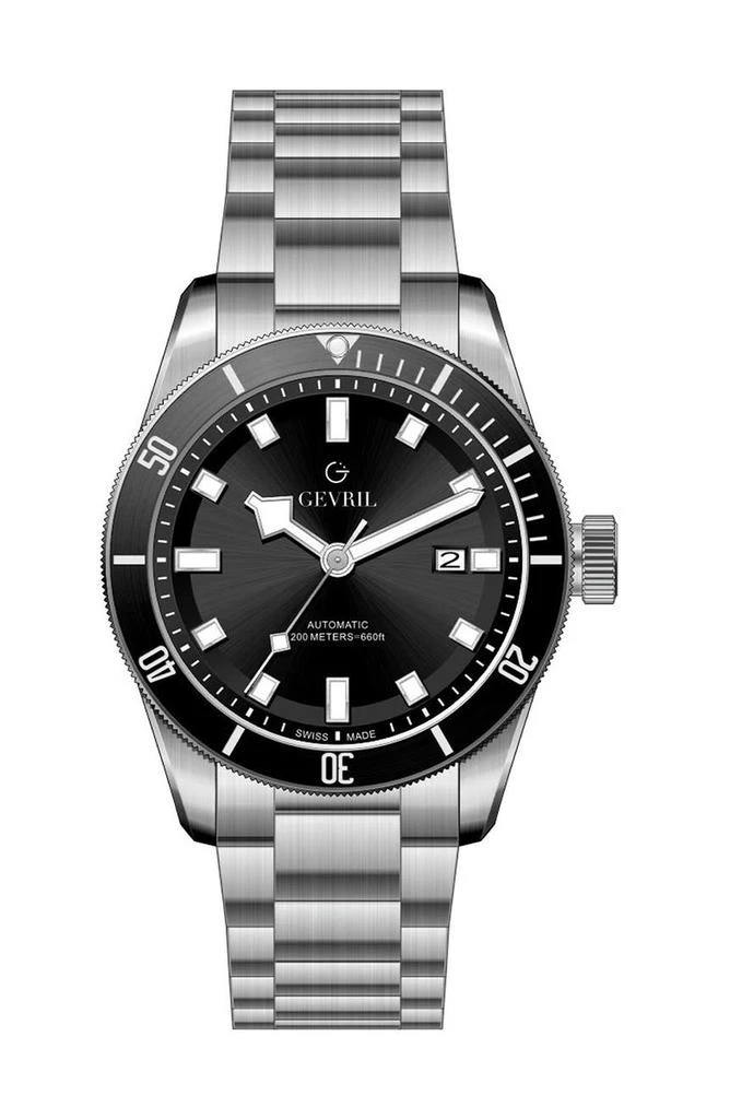 商品Gevril|Men's Yorkville Black Dial Stainless Steel Watch, 43mm,价格¥1686,第1张图片