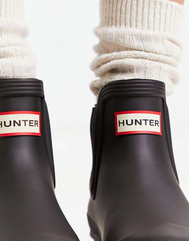 Hunter original refined chelsea wellington boots in matte black商品第3张图片规格展示