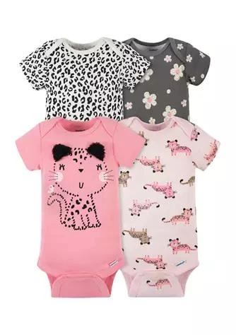 商品Gerber|Baby Girls Set Of 4 Leopard Bodysuits,价格¥54,第1张图片